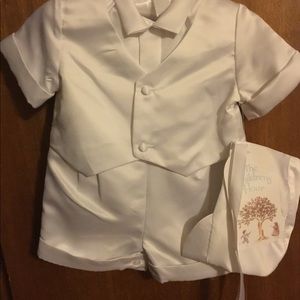 Satin look newborn baby boy suit